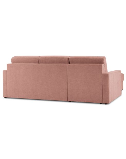 Canapé d'angle gauche convertible avec coffre de rangement portia 4 places rose - 258x186x92 cm