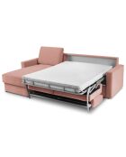Canapé d'angle gauche convertible avec coffre de rangement portia 4 places rose - 258x186x92 cm