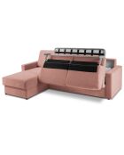 Canapé d'angle gauche convertible avec coffre de rangement portia 4 places rose - 258x186x92 cm