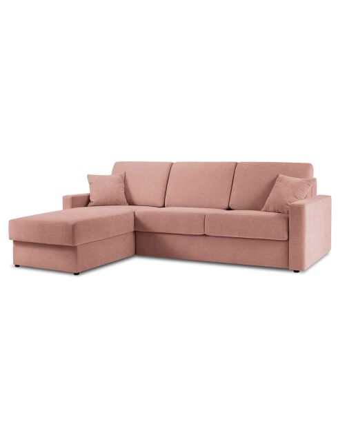 Canapé d'angle gauche convertible avec coffre de rangement portia 4 places rose - 258x186x92 cm