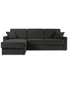 Canapé d'angle gauche convertible avec coffre de rangement Portia 4 places noir - 278x186x92 cm