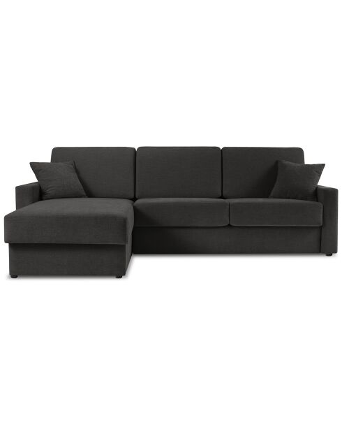 Canapé d'angle gauche convertible avec coffre de rangement Portia 4 places noir - 278x186x92 cm