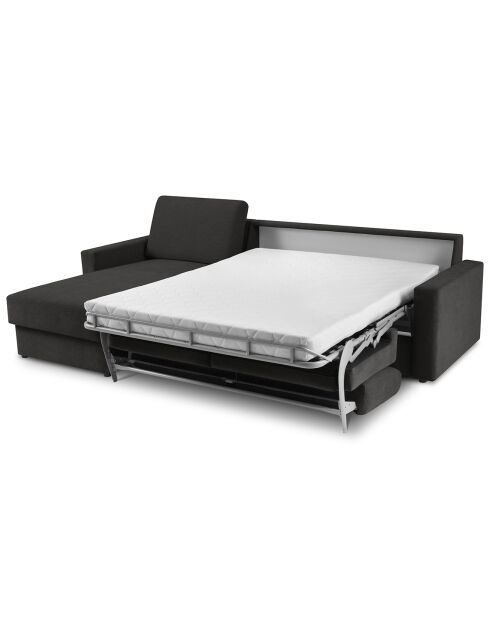 Canapé d'angle gauche convertible avec coffre de rangement Portia 4 places noir - 278x186x92 cm