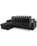 Canapé d'angle gauche convertible avec coffre de rangement Portia 4 places noir - 278x186x92 cm