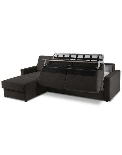 Canapé d'angle gauche convertible avec coffre de rangement Portia 4 places noir - 278x186x92 cm