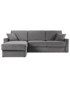 Canapé d'angle gauche convertible avec coffre de rangement portia 4 places gris - 278x186x92 cm