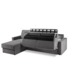 Canapé d'angle gauche convertible avec coffre de rangement portia 4 places gris - 278x186x92 cm