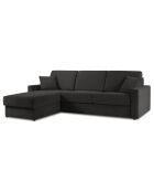 Canapé d'angle gauche convertible avec coffre de rangement Portia 4 places noir - 278x186x92 cm