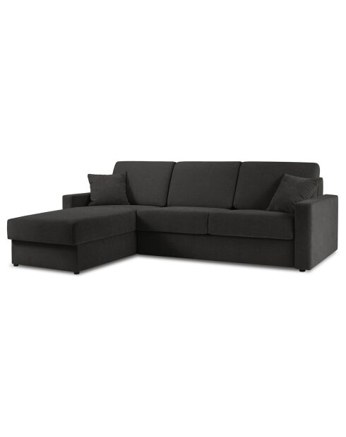 Canapé d'angle gauche convertible avec coffre de rangement Portia 4 places noir - 278x186x92 cm