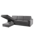 Canapé d'angle gauche convertible avec coffre de rangement portia 4 places gris - 278x186x92 cm