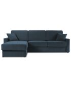 Canapé d'angle gauche convertible avec coffre de rangement Portia 4 places bleu foncé - 278x186x92 cm