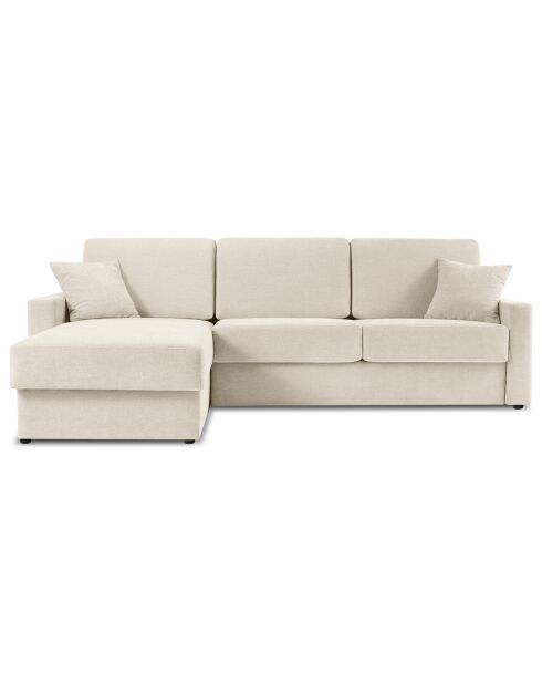Canapé d'angle gauche convertible avec coffre de rangement portia 4 places beige - 278x186x92 cm