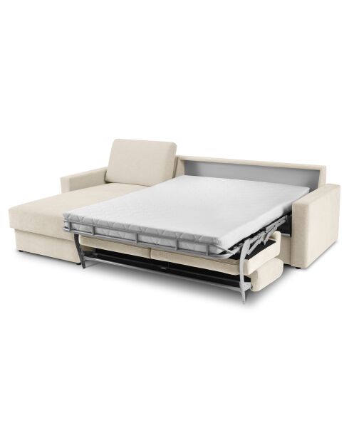 Canapé d'angle gauche convertible avec coffre de rangement portia 4 places beige - 278x186x92 cm