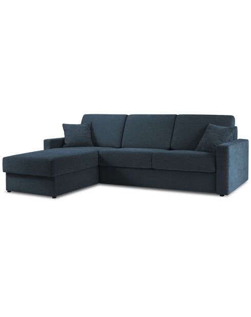 Canapé d'angle gauche convertible avec coffre de rangement Portia 4 places bleu foncé - 278x186x92 cm