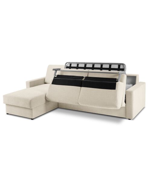 Canapé d'angle gauche convertible avec coffre de rangement portia 4 places beige - 278x186x92 cm