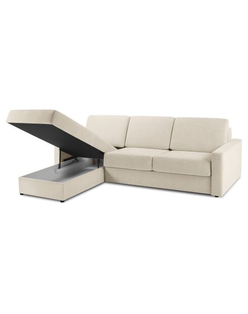 Canapé d'angle gauche convertible avec coffre de rangement portia 4 places beige - 278x186x92 cm