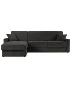 Canapé d'angle gauche convertible avec coffre de rangement Portia 4 places noir - 298x186x92 cm
