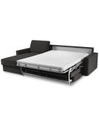 Canapé d'angle gauche convertible avec coffre de rangement Portia 4 places noir - 298x186x92 cm