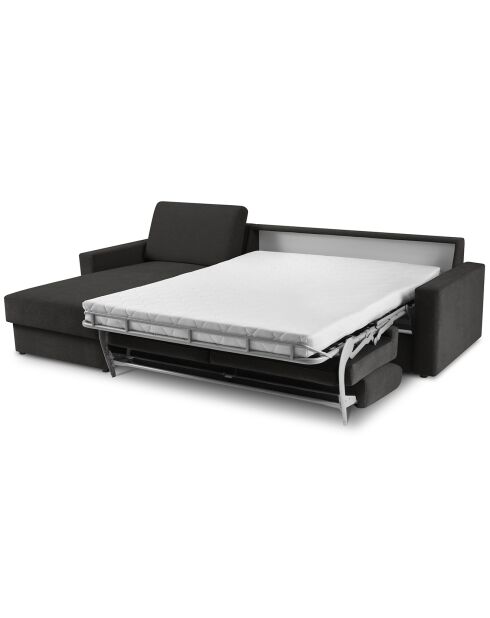 Canapé d'angle gauche convertible avec coffre de rangement Portia 4 places noir - 298x186x92 cm