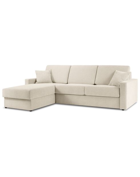 Canapé d'angle gauche convertible avec coffre de rangement portia 4 places beige - 278x186x92 cm