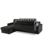 Canapé d'angle gauche convertible avec coffre de rangement Portia 4 places noir - 298x186x92 cm