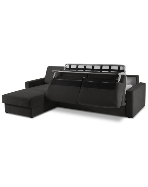 Canapé d'angle gauche convertible avec coffre de rangement Portia 4 places noir - 298x186x92 cm