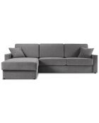 Canapé d'angle gauche convertible avec coffre de rangement portia 4 places gris - 298x186x92 cm