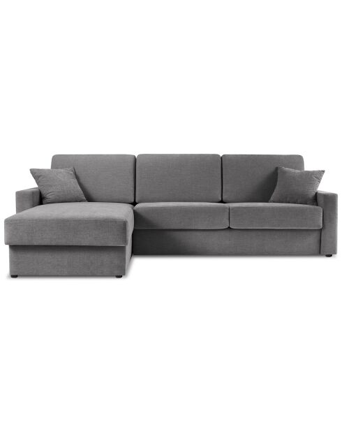 Canapé d'angle gauche convertible avec coffre de rangement portia 4 places gris - 298x186x92 cm