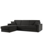 Canapé d'angle gauche convertible avec coffre de rangement Portia 4 places noir - 298x186x92 cm