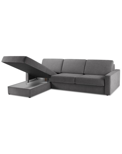 Canapé d'angle gauche convertible avec coffre de rangement portia 4 places gris - 298x186x92 cm