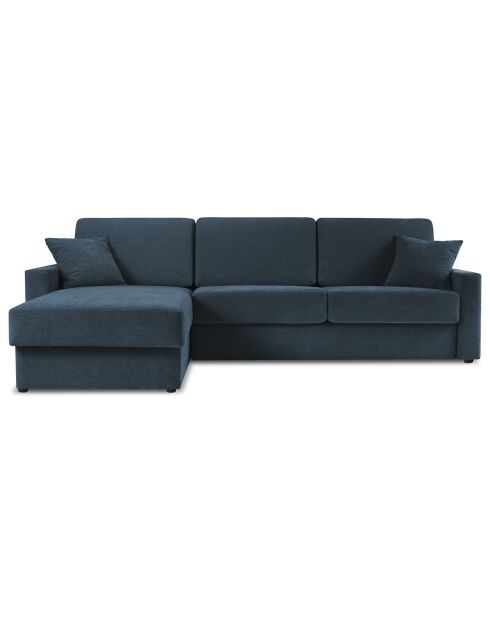 Canapé d'angle gauche convertible avec coffre de rangement Portia 4 places bleu foncé - 298x186x92 cm