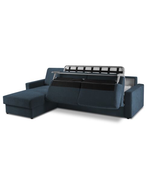 Canapé d'angle gauche convertible avec coffre de rangement Portia 4 places bleu foncé - 298x186x92 cm