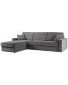 Canapé d'angle gauche convertible avec coffre de rangement portia 4 places gris - 298x186x92 cm