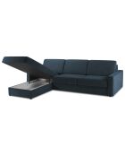 Canapé d'angle gauche convertible avec coffre de rangement Portia 4 places bleu foncé - 298x186x92 cm