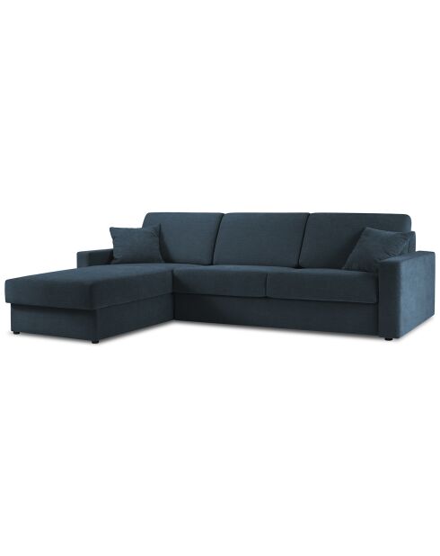 Canapé d'angle gauche convertible avec coffre de rangement Portia 4 places bleu foncé - 298x186x92 cm