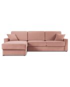 Canapé d'angle gauche convertible avec coffre de rangement portia 4 places rose - 298x186x92 cm