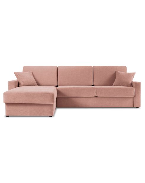 Canapé d'angle gauche convertible avec coffre de rangement portia 4 places rose - 298x186x92 cm