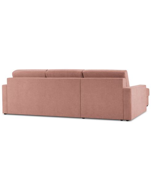 Canapé d'angle gauche convertible avec coffre de rangement portia 4 places rose - 298x186x92 cm