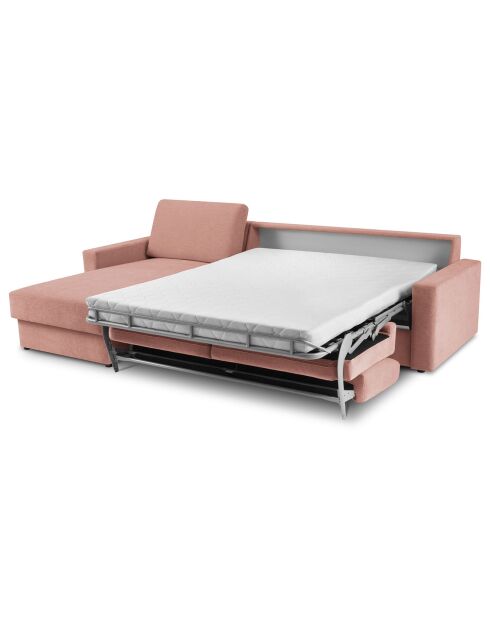Canapé d'angle gauche convertible avec coffre de rangement portia 4 places rose - 298x186x92 cm