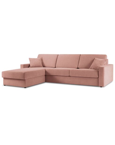 Canapé d'angle gauche convertible avec coffre de rangement portia 4 places rose - 298x186x92 cm