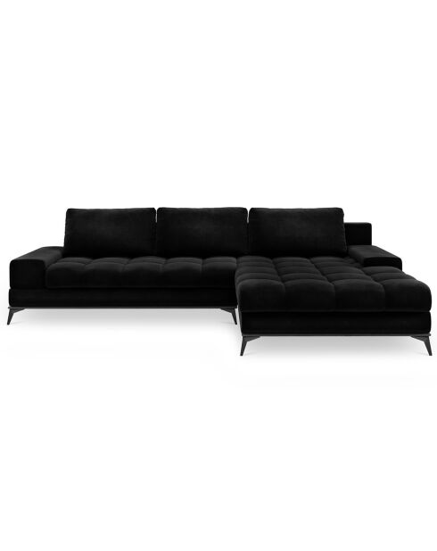 Canapé d'angle droit velours convertible avec coffre de rangement deneb 5 places noir - 315x212x87 cm
