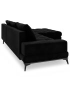 Canapé d'angle droit velours convertible avec coffre de rangement deneb 5 places noir - 315x212x87 cm