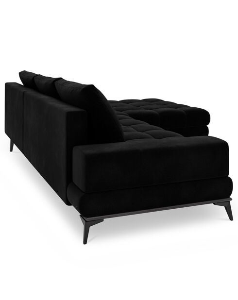 Canapé d'angle droit velours convertible avec coffre de rangement deneb 5 places noir - 315x212x87 cm