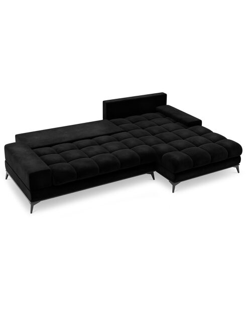 Canapé d'angle droit velours convertible avec coffre de rangement deneb 5 places noir - 315x212x87 cm