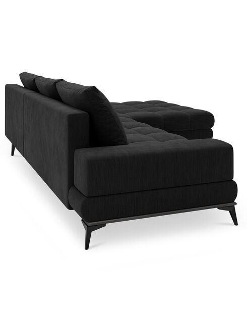 Canapé d'angle droit convertible avec coffre de rangement deneb 5 places noir - 315x212x87 cm