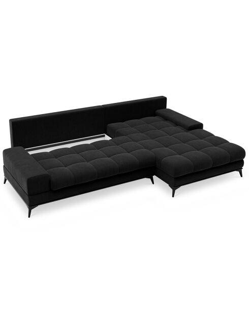 Canapé d'angle droit convertible avec coffre de rangement deneb 5 places noir - 315x212x87 cm