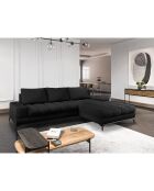 Canapé d'angle droit convertible avec coffre de rangement deneb 5 places noir - 315x212x87 cm