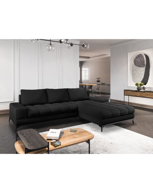 Canapé d'angle droit convertible avec coffre de rangement deneb 5 places noir - 315x212x87 cm