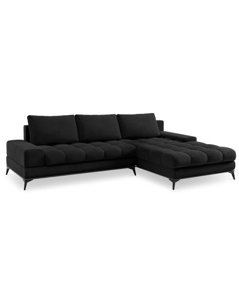 Canapé d'angle droit convertible avec coffre de rangement deneb 5 places noir - 315x212x87 cm