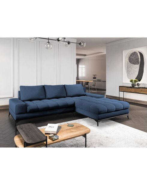 Canapé d'angle droit convertible avec coffre de rangement deneb 5 places bleu - 315x212x87cm